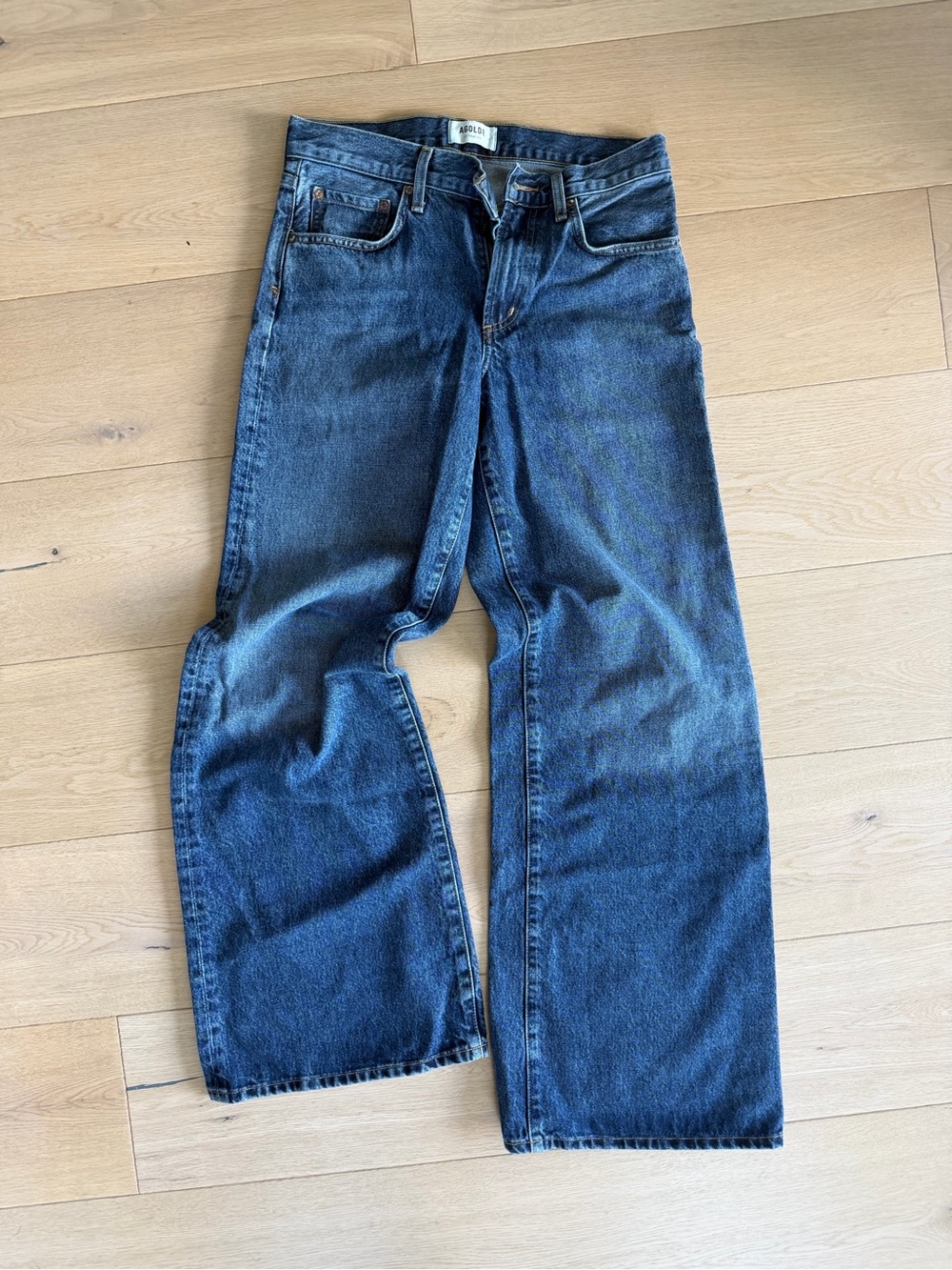 Agolde Baggy Wide Leg Jeans in Deep Blue Wash